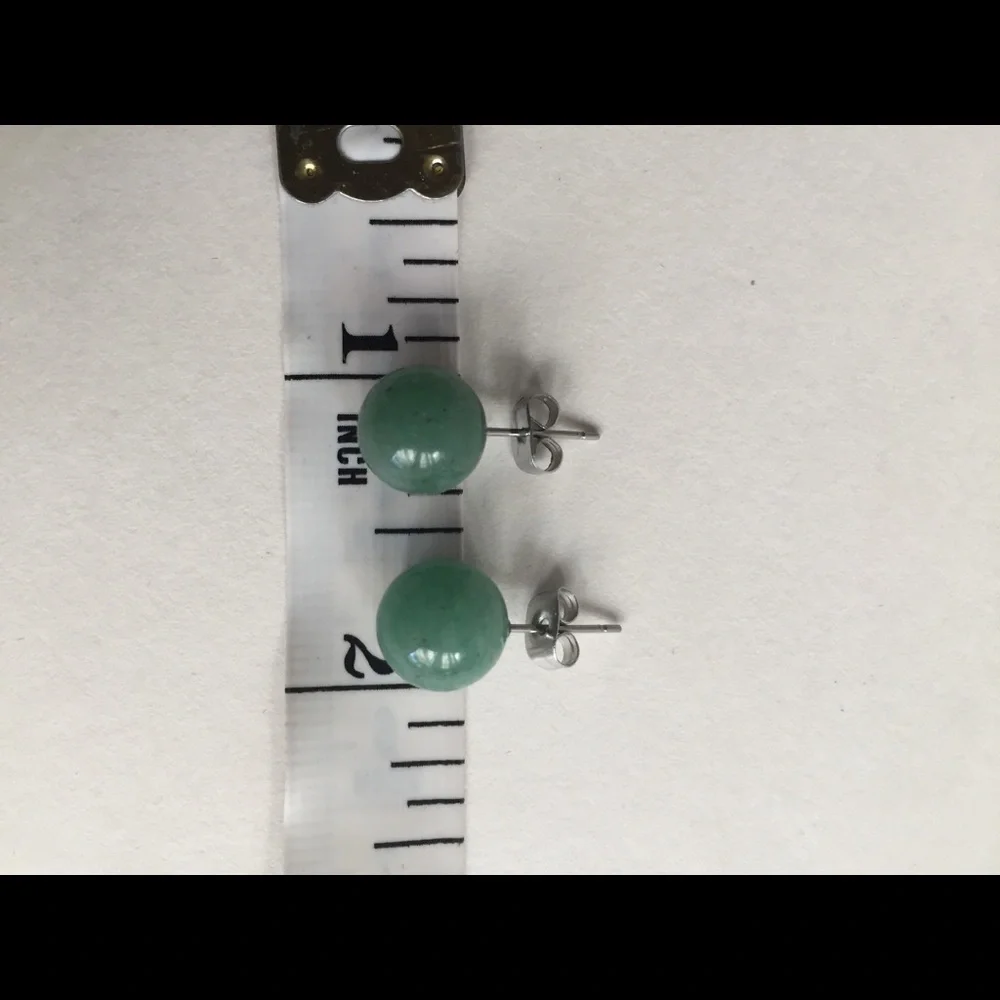 Green Adventurine Gemstone Ball Stud Earrings